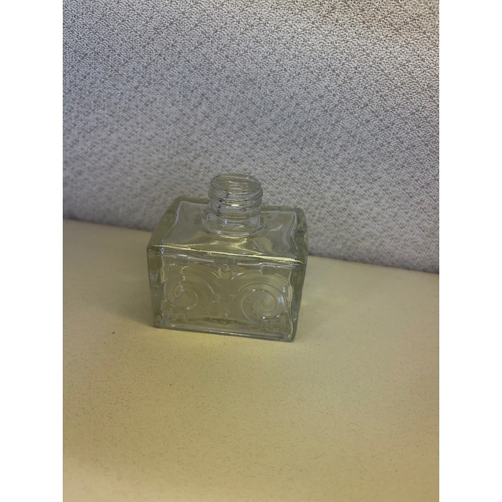 Vintage Avon Clear Glass Perfume Bottle Embossed Scroll Rectangular Vanity Decor